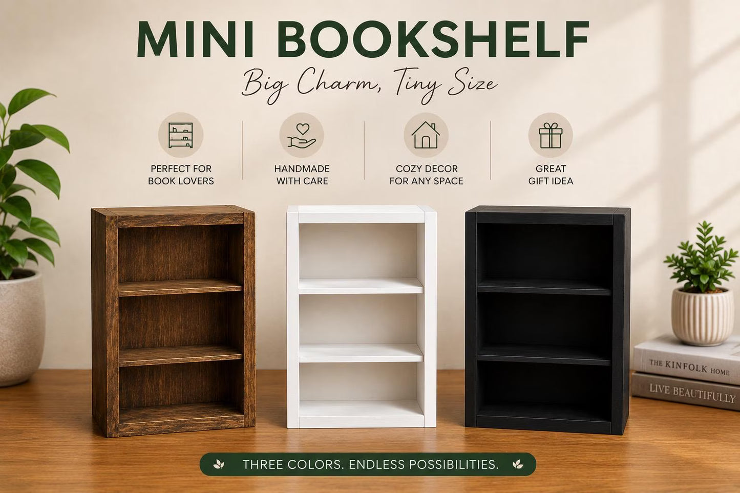 Mini Book Set | Tiny Book Collection for Book Lovers | Reader Decor | Optional Mini Bookshelf Bundle