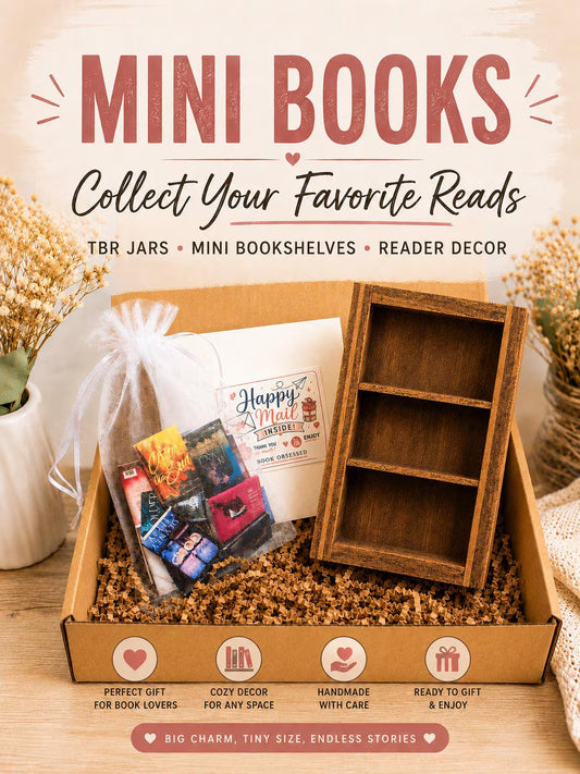 Mini Book Set | Tiny Book Collection for Book Lovers | Reader Decor | Optional Mini Bookshelf Bundle