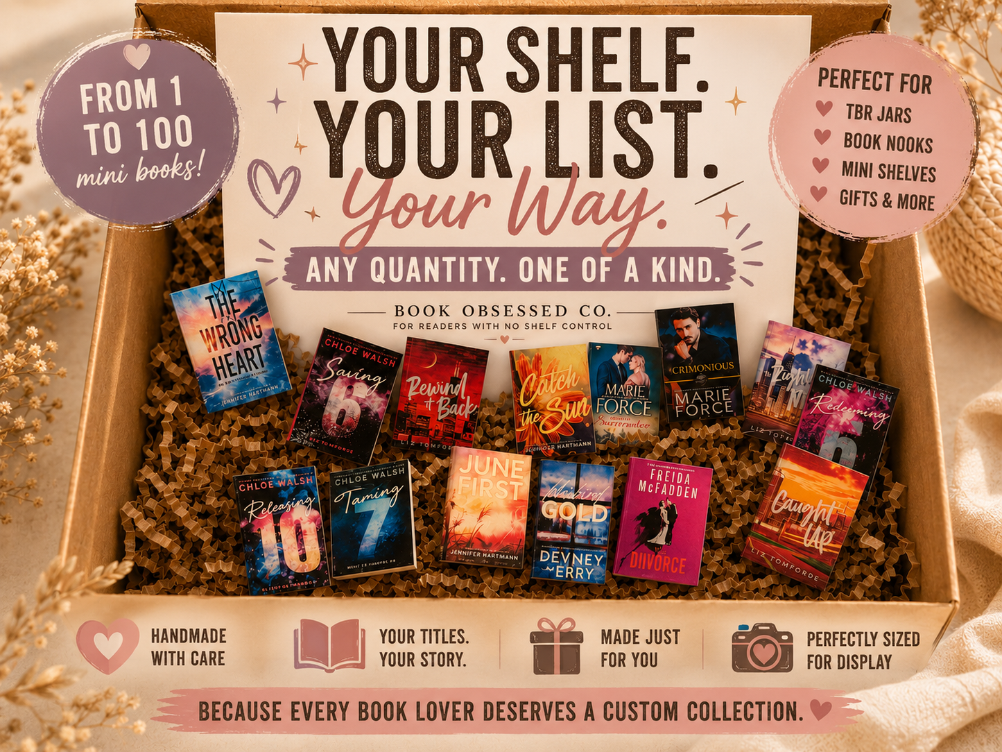 Choose Your Exact Mini Book Quantity | Custom Mini Books (1–100) | Personalized Mini Library | Tiny Book Decor | TBR Jar Books | Book Lover Gift